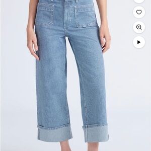 Free Assembly High Rise Pin Striped Cuffed Denim